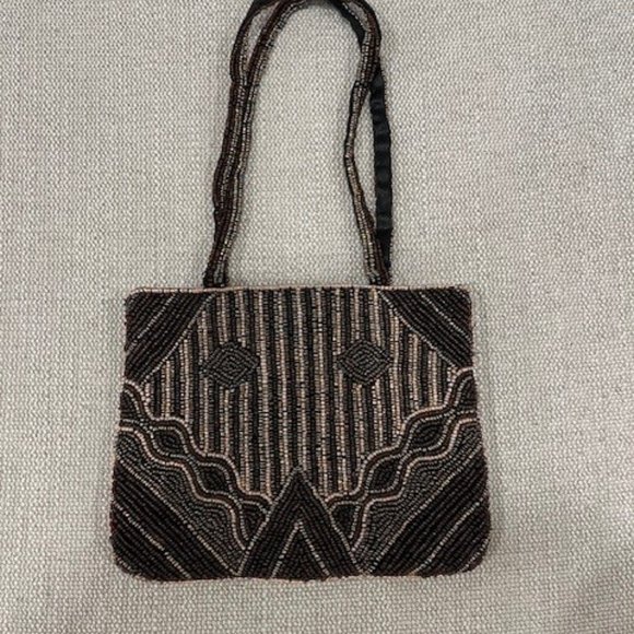 Vintage black mutli-colour beaded purse handbag - Picture 1 of 4